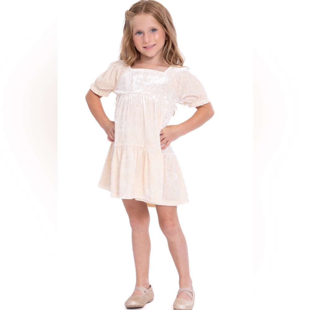 Cream Puff Sleeve Sundress with Square Neck